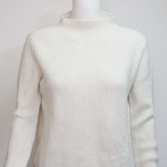 Zara Knit Funnel Neck Ribbed Sweater Angled Hem Small - Picture 2 of 6